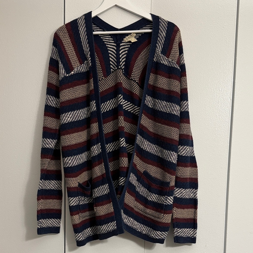 Lucky Brand Live in Love Red White and Blue Cardigan Size XL
